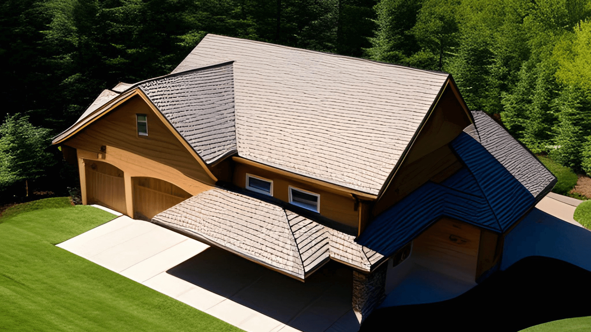 Top view - wood shingles - roofing